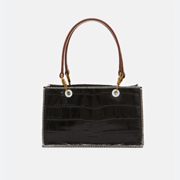 *SOLD* STAUD Gemma Shoulder Bag in Black and Brown Croc - Picture 3 of 12